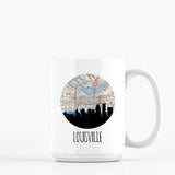 Louisville Kentucky city skyline with vintage Louisville map - Mug | 15 oz - City Map Skyline
