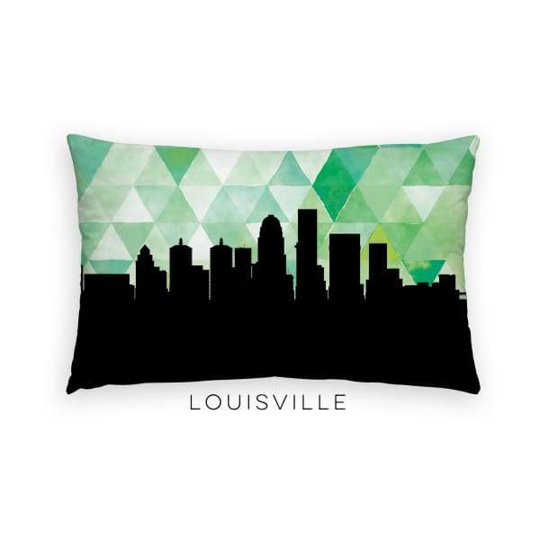 Louisville Kentucky geometric skyline - Pillow | Lumbar / Green - Geometric Skyline