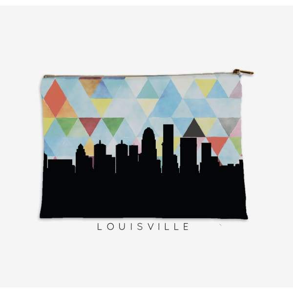 Louisville Kentucky geometric skyline - Pouch | Small / LightSkyBlue - Geometric Skyline