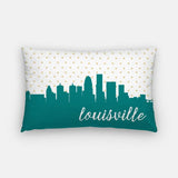 Louisville Kentucky polka dot skyline - Pillow | Lumbar / Teal - Polka Dot Skyline