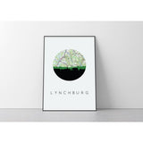 Lynchburg Tennessee city skyline decor with vintage Lynchburg map - City Map Skyline