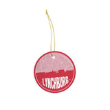 Lynchburg Tennessee skyline and city map design | in multiple colors - Ornament / Red - City Road Maps