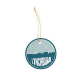 Lynchburg Tennessee skyline and city map design | in multiple colors - Ornament / Teal - City Road Maps