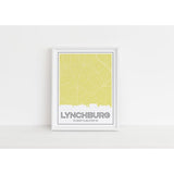 Lynchburg Tennessee skyline and map art print with city coordinates - 5x7 Unframed Print / Khaki - Road Map and Skyline