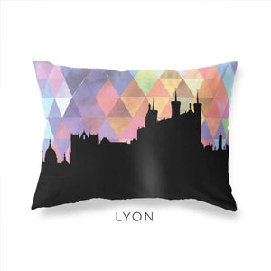 Lyon France geometric skyline - Pillow | Lumbar / RebeccaPurple - Geometric Skyline