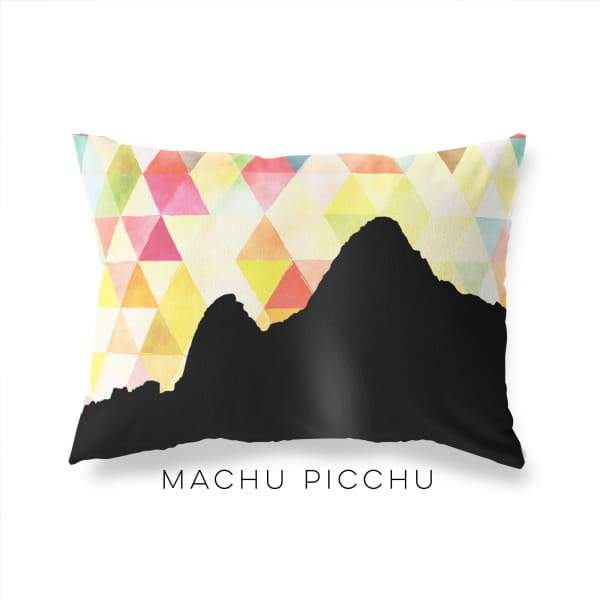 Machu Picchu Peru geometric skyline - Pillow | Lumbar / Yellow - Geometric Skyline