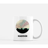 Madison Wisconsin city skyline with vintage Madison map - Mug | 11 oz - City Map Skyline