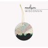 Madison Wisconsin ornament with Madison skyline and Madison map by Paperfinch Design