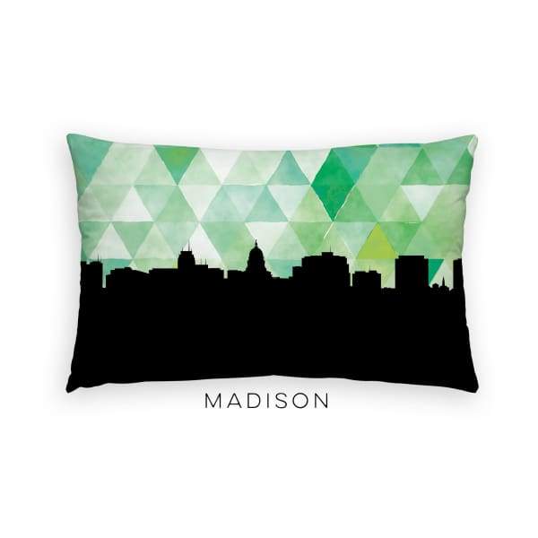 Madison Wisconsin geometric skyline - Pillow | Lumbar / Green - Geometric Skyline