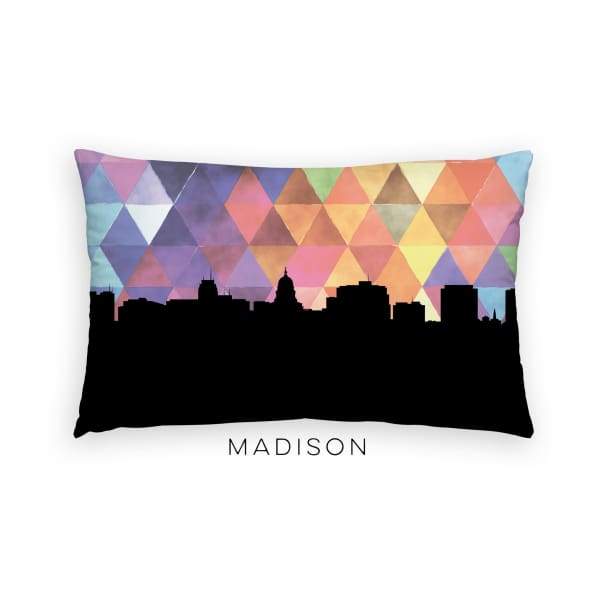 Madison Wisconsin geometric skyline - Pillow | Lumbar / RebeccaPurple - Geometric Skyline