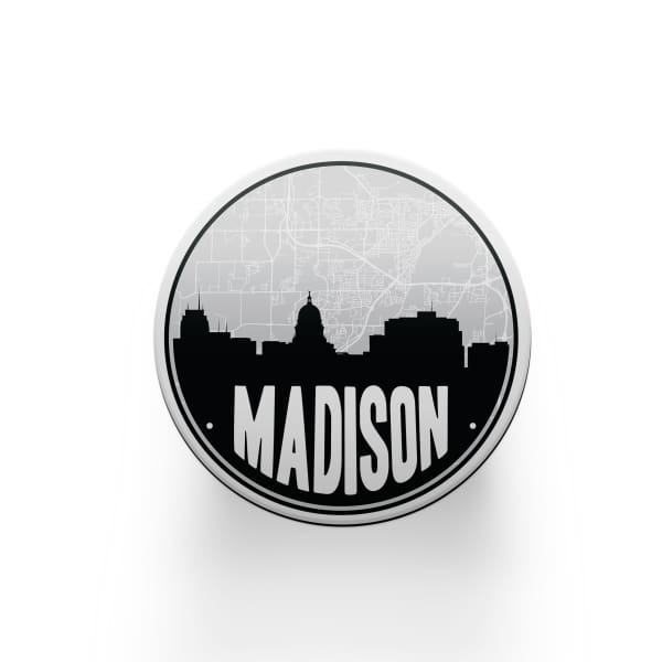 Madison Wisconsin skyline and city map design | in multiple colors - Coaster Set | Set of 2 / Black - City Map Skyline