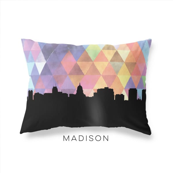 Madison Wisconsin skyline with geometric triangle background - City Map Skyline