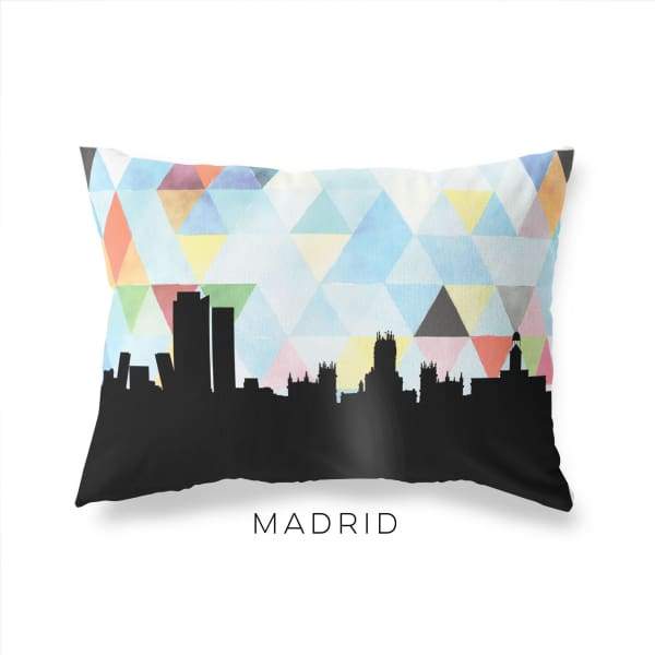Madrid Spain geometric skyline - Pillow | Lumbar / LightSkyBlue - Geometric Skyline