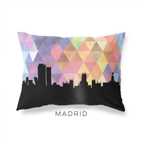Madrid Spain geometric skyline - Pillow | Lumbar / RebeccaPurple - Geometric Skyline
