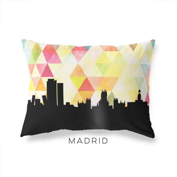 Madrid Spain geometric skyline - Pillow | Lumbar / Yellow - Geometric Skyline