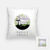 Maggie Valley North Carolina city skyline with vintage Maggie Valley map - Pillow | Square - City Map Skyline