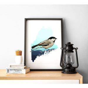 Maine Black-Capped Chickadee | state bird series - 5x7 Unframed Print - State Bird