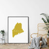 Maine ’home’ state silhouette - 5x7 Unframed Print / GoldenRod - Home Silhouette