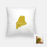 Maine ’home’ state silhouette - Pillow | Square / GoldenRod - Home Silhouette