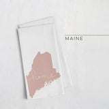 Maine ’home’ state silhouette - Tea Towel / RosyBrown - Home Silhouette