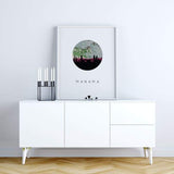 Manama Bahrain city skyline with vintage Manama map - City Map Skyline