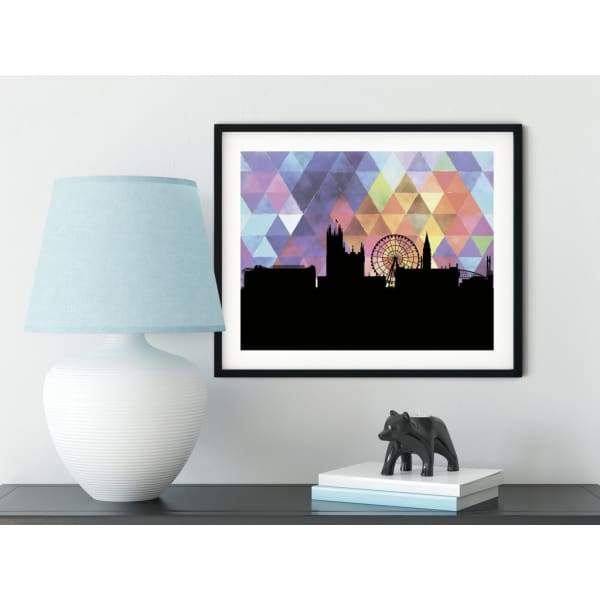 Manchester England geometric skyline - 5x7 Unframed Print / RebeccaPurple - Geometric Skyline