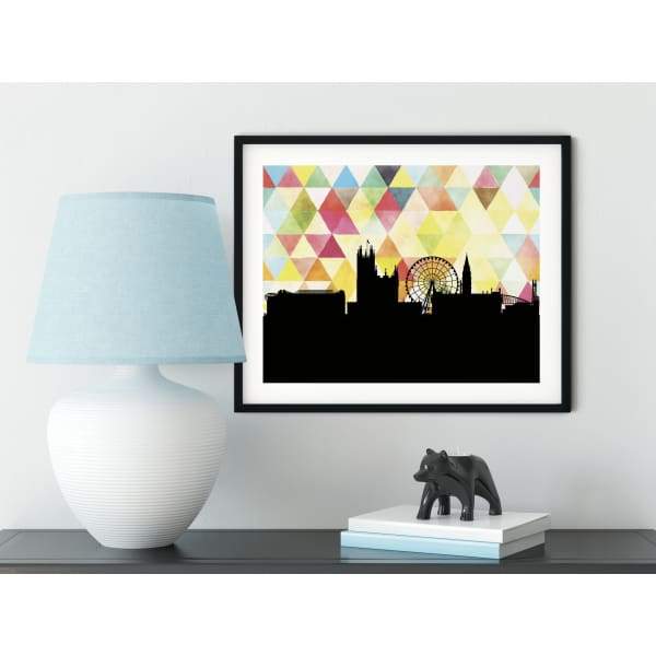 Manchester England geometric skyline - 5x7 Unframed Print / Yellow - Geometric Skyline