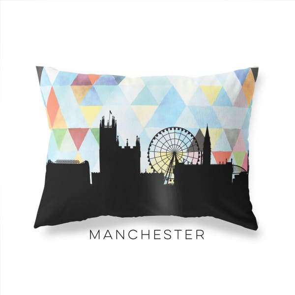 Manchester England geometric skyline - Pillow | Lumbar / LightSkyBlue - Geometric Skyline