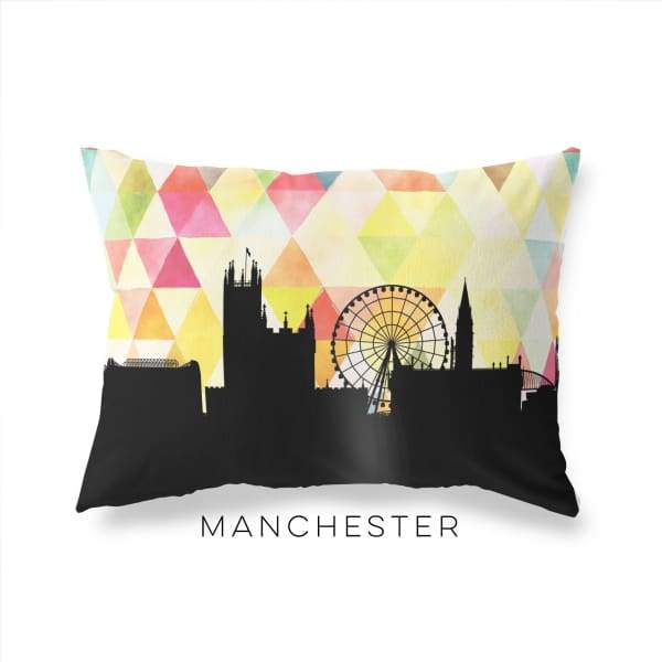 Manchester England geometric skyline - Pillow | Lumbar / Yellow - Geometric Skyline
