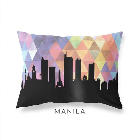 Manila Philippines geometric skyline - Pillow | Lumbar / RebeccaPurple - Geometric Skyline