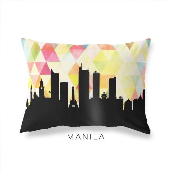 Manila Philippines geometric skyline - Pillow | Lumbar / Yellow - Geometric Skyline