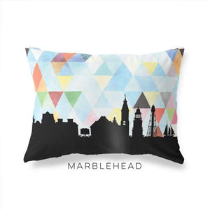Marblehead Massachusetts geometric skyline - Pillow | Lumbar / LightSkyBlue - Geometric Skyline