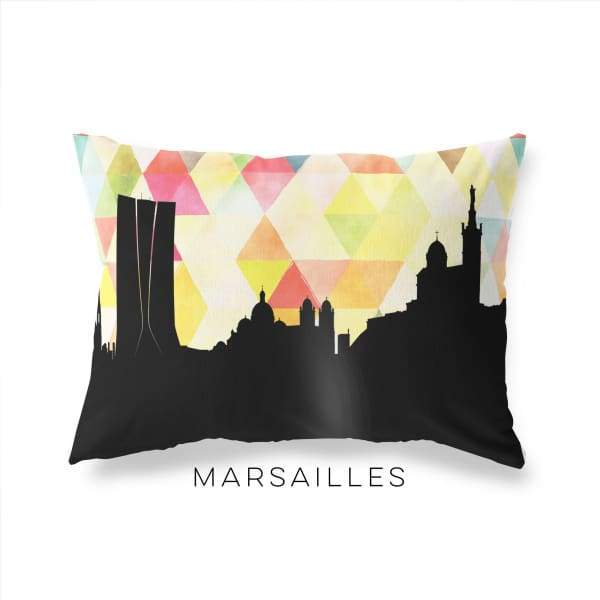 Marseille France geometric skyline - Pillow | Lumbar / Yellow - Geometric Skyline