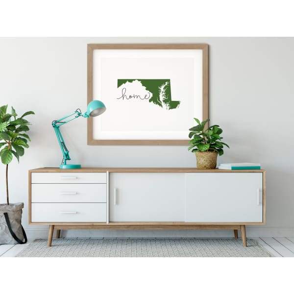 Maryland ’home’ state silhouette - 5x7 Unframed Print / DarkGreen - Home Silhouette