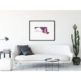 Maryland ’home’ state silhouette - 5x7 Unframed Print / Purple - Home Silhouette