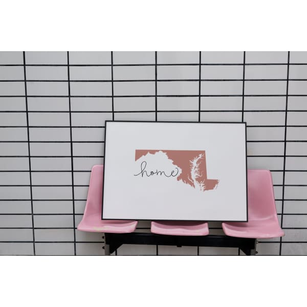 Maryland ’home’ state silhouette - 5x7 Unframed Print / RosyBrown - Home Silhouette