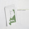 Maryland ’home’ state silhouette - Tea Towel / DarkGreen - Home Silhouette