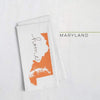 Maryland ’home’ state silhouette - Tea Towel / Orange - Home Silhouette