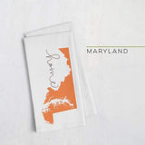 Maryland ’home’ state silhouette - Tea Towel / Orange - Home Silhouette
