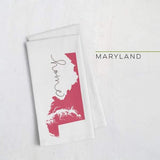 Maryland ’home’ state silhouette - Tea Towel / Red - Home Silhouette