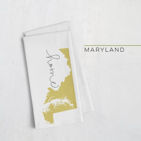 Maryland ’home’ state silhouette - Tea Towel / GoldenRod - Home Silhouette