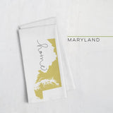 Maryland ’home’ state silhouette - Tea Towel / GoldenRod - Home Silhouette