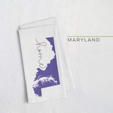 Maryland ’home’ state silhouette - Tea Towel / Purple - Home Silhouette