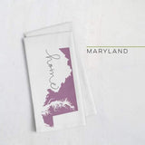 Maryland ’home’ state silhouette - Tea Towel / Plum - Home Silhouette