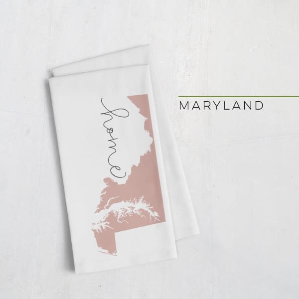 Maryland ’home’ state silhouette - Tea Towel / RosyBrown - Home Silhouette
