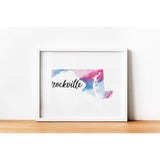 Maryland state watercolor - 5x7 Unframed Print / Blue + Pink - State Watercolor