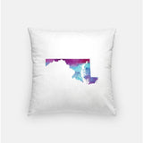 Maryland state watercolor - Pillow | Square / Purple + Blue - State Watercolor