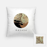 Masada Israel city skyline with vintage Masada map - Pillow | Square - City Map Skyline
