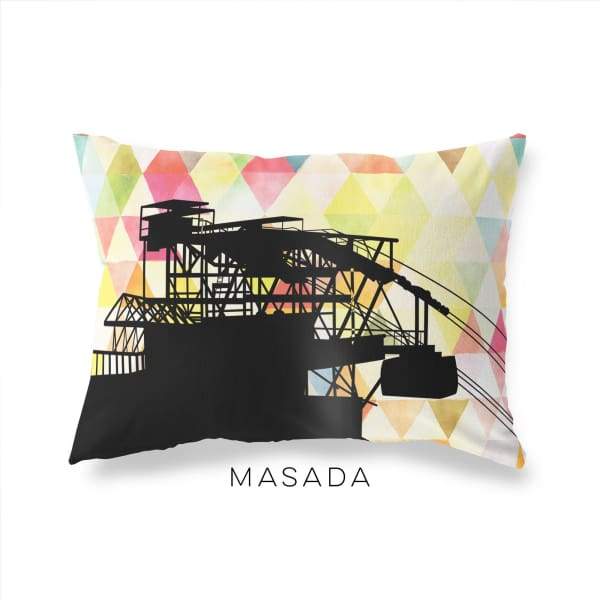 Masada Israel geometric skyline - Pillow | Lumbar / Yellow - Geometric Skyline