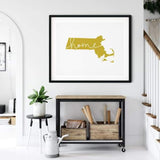 Massachusetts ’home’ state silhouette - 5x7 Unframed Print / GoldenRod - Home Silhouette